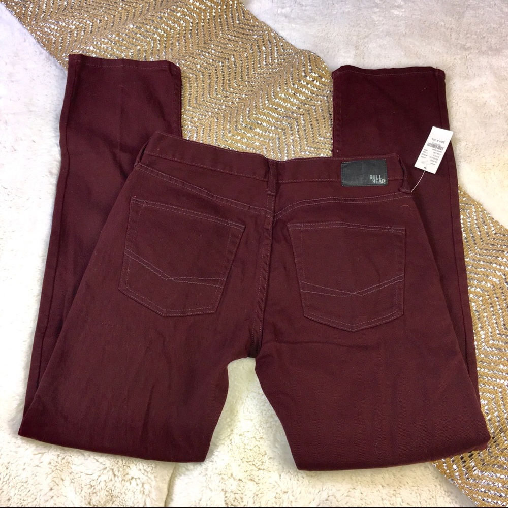 Bull Head Mens Straight Leg Merlot Jeans Pants New 1376